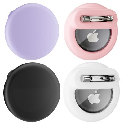 AirTag 4 Pack Hidden Case for Apple, Air Tag Holder Silicone GPS Tracker Case with Safety Invisible Pin AntiLost, for Children Elderly Clothes Shoe Backpack Luggage (Black White Pink Purple)