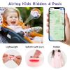 AirTag 4 Pack Hidden Case for Apple, Air Tag Holder Silicone GPS Tracker Case with Safety Invisible Pin AntiLost, for Children Elderly Clothes Shoe Backpack Luggage (Black White Pink Purple) view 3