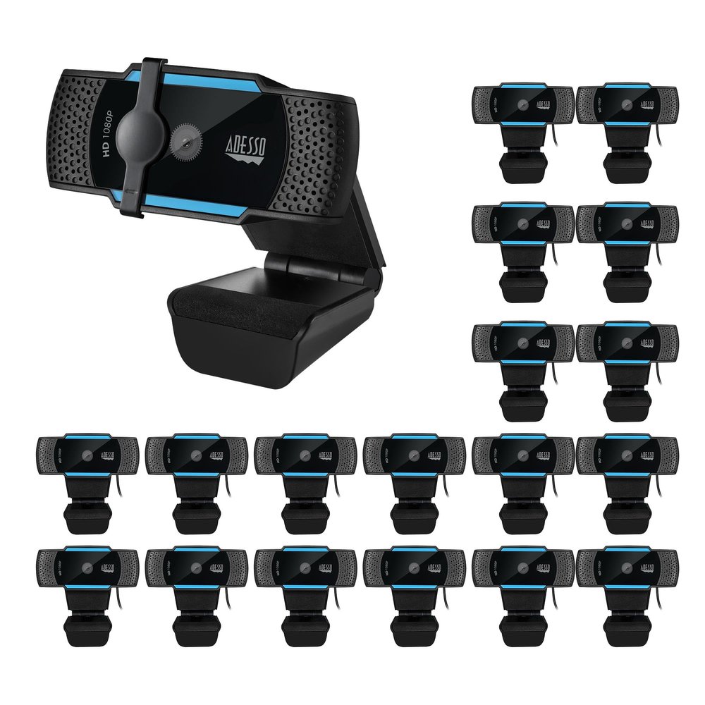 Adesso 20pc Multipack CyberTrack H5-TAA Webcam, 1080p Full HD, Built-in Microphone, TAA Compliant - Made in Taiwan for Government, Education and Military.
