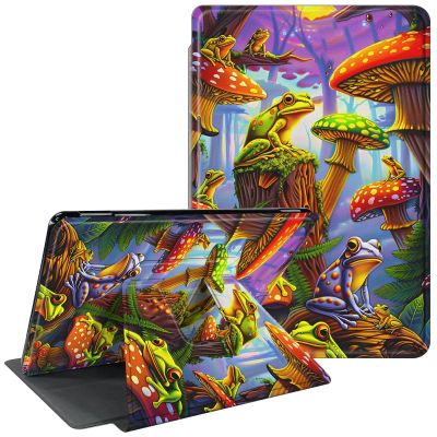 Case for 6" All-New Kindle 11th Generation 2022 360 Degree Rotating Stand Protective Smart Cover with Auto Wake Sleep Case for Basic Kindle 2022 11th Gen e-Reader - Frogs and Mushrooms