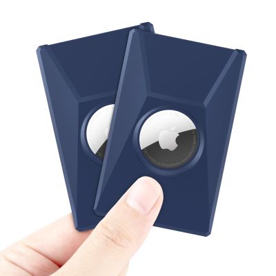 for Apple Airtag Wallet Holder 2 Pack, Ultra Thin Card Case for Apple Airtag, Airtag Holder for Purse, Handbag, Backpack, Clutch Bag, Cyber Style Air Tag Wallet Card (Navy+Navy)