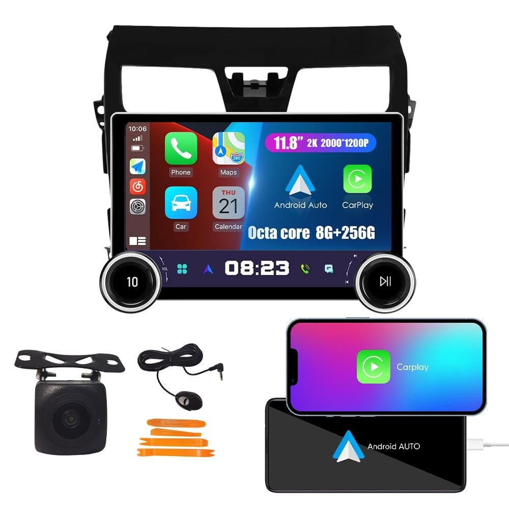 Display Knobs CarPlay/Android Auto Autoradio Android AM/FM Radio Navigation Stereo Player GPS 11.8" QLED Touch Screen BT WiFi 2 Din Headunit Tablet for Nissan Altima Teana 2013-2018 Octa Core 8G+256G