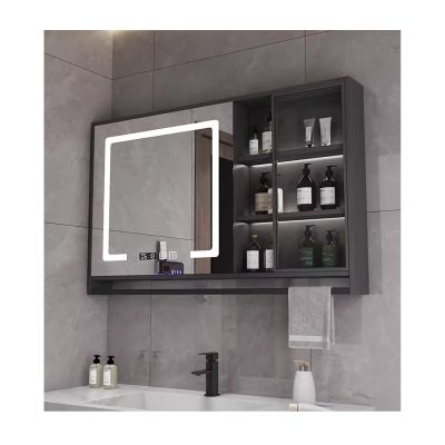 QWEASDF Bathroom Mirror CabinetMirror Cabinet for Bathroom, LED Bathroom Mirror with Lights, Bathroom Cabinet Wall Mounted, for Bathroom Wallwith Towel Rack(B,W110*H75cm/W43.3*H29.5in)