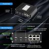 9-Port Unmanaged Industrial Ethernet Hardened Network Fiber Switch with 6 x 10/100Base-T RJ45 Plus 3 x 100Base-FX SFP,Support 12~48VDC, IEEE802.3af/at POE Budget 180W,IP40,DIN Rail Mounting, Safety view 2