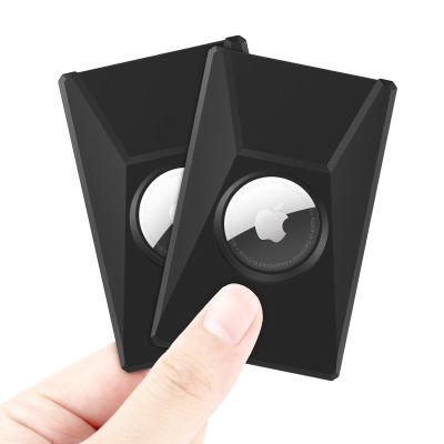 for Apple Airtag Wallet Holder 2 Pack, Ultra Thin Card Case for Apple Airtag, Airtag Holder for Purse, Handbag, Backpack, Clutch Bag, Cyber Style Air Tag Wallet Card (Black+Black)