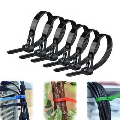 DirectNine Basics Buckle Self-Locking Premium Nylon Cable Wire Ties, Cable Zip Ties, Color Reusable Plastic Nylon Cable Ties, Releasable Zip Ties 100 PCS(Black,5x300mm), EBADJJAJS-BLACK-5X300MM