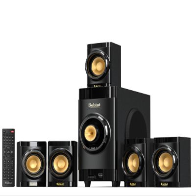 Bobtot Small Subwoofer Home Theater for TV Surround System 5 Wired Speakers Amplifier 4 inch Woofer Built-in Receiver Support ARC Optical Bluetooth Input for Projector