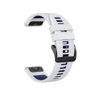 22 26MM Silicone Watchband Strap fit for Garmin/Fenix 7/7Pro/7X/6X/6 Pro/5X/5 Plus/Epix/Instinct WristStrap Replaceable Bracelet(White Dark Blue,26mm)