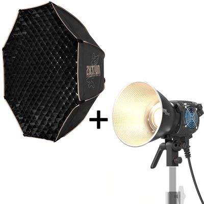ZHIYUN MOLUS B200 + 90cm Octagonal Softbox, 200W COB Video Light + 35inch Octagonal Light Softbox for Portrait, Fashion Shoots, Product Photography, Interview