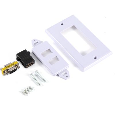 1 Port VGA Wall Plate, Plated High Speed Connectors, Ideal for Home or Business Locations, Standard Size ABS Single Gang Wall Plate