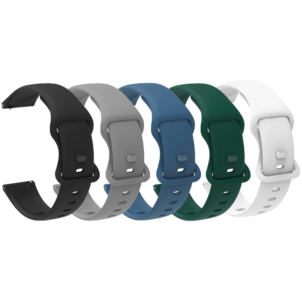 Compatible with Zakotu Smart Watch Band, Lamshaw 22mm Quick Release Classic Watch Bands Soft Silicone Bands Bracelet Sports Strap Compatible with Zakotu Y66 1.96 Inches Smart Watch (22mm size band, 5 Pack-1)