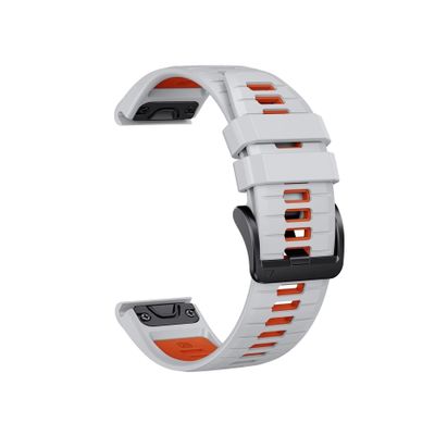 22 26MM Silicone Watchband Strap fit for Garmin/Fenix 7/7Pro/7X/6X/6 Pro/5X/5 Plus/Epix/Instinct WristStrap Replaceable Bracelet(Mist Grey Orange,26mm)