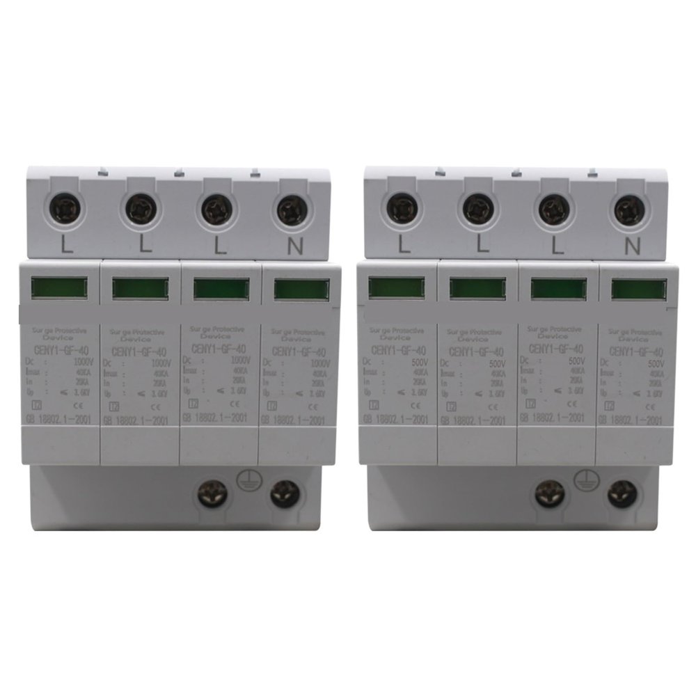 4P DC1000V 500V PV Power Surge Protector 20KVA-40K with Strong Current Discharge Ability 1Pcs(4P DC 500V)