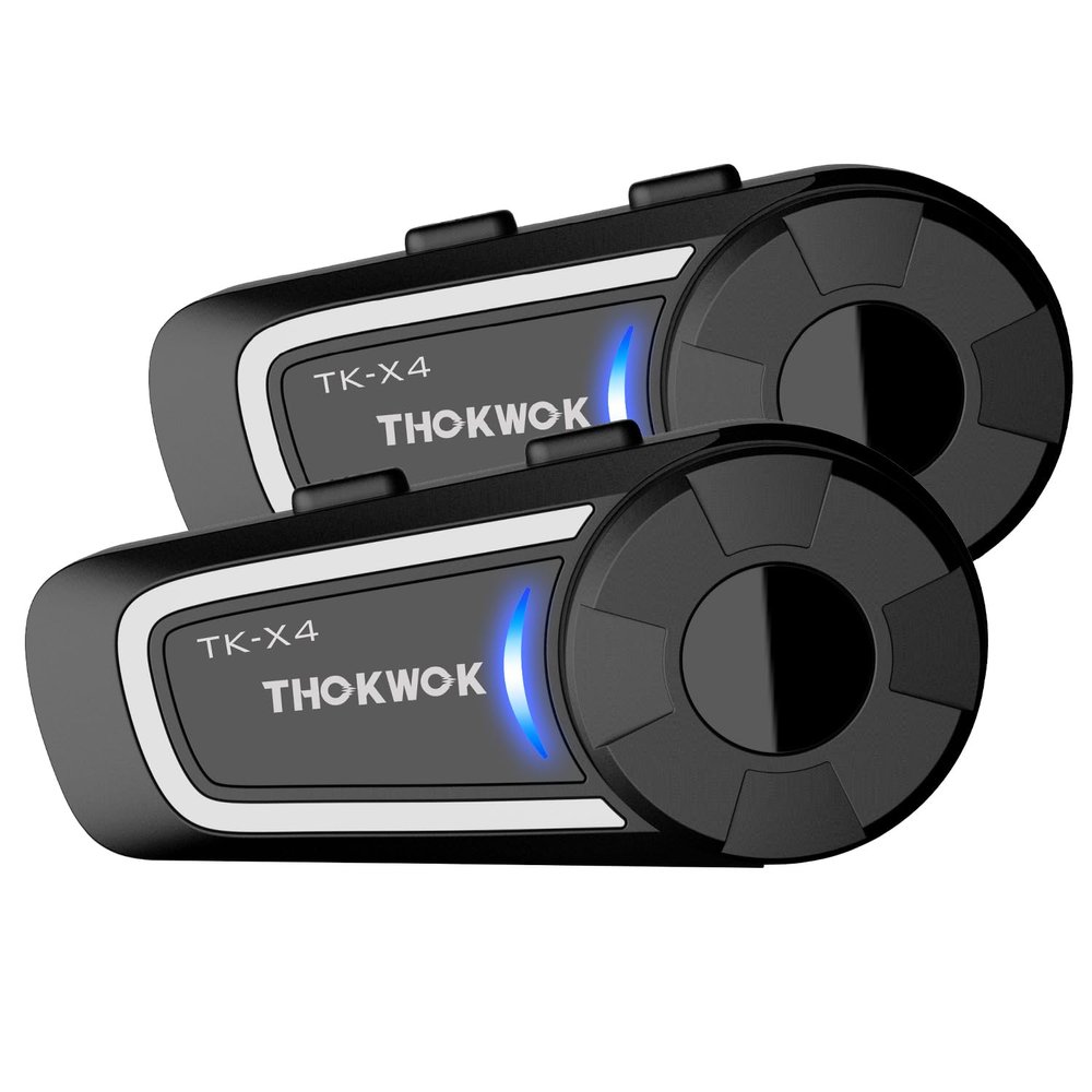 TK-X4 Motorcycle Bluetooth Headset, 6 Riders 2000m Helmet Group Intercom with Bluetooth 5.4/Music Share/Top-Tier Noise Reduction/HiFi Stereo Sound,Universal Communication System Headphones(2 Pack)