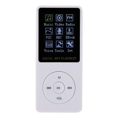 Digital Music MP3 MP4 Player, Portable MP4 Player, TFT Color Screen HiFi MP3 Player Built in Microphone (White)