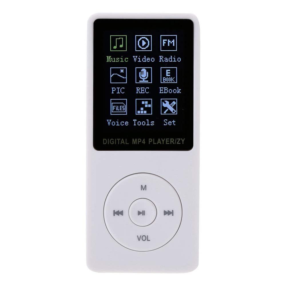 Digital Music MP3 MP4 Player, Portable MP4 Player, TFT Color Screen HiFi MP3 Player Built in Microphone (White)