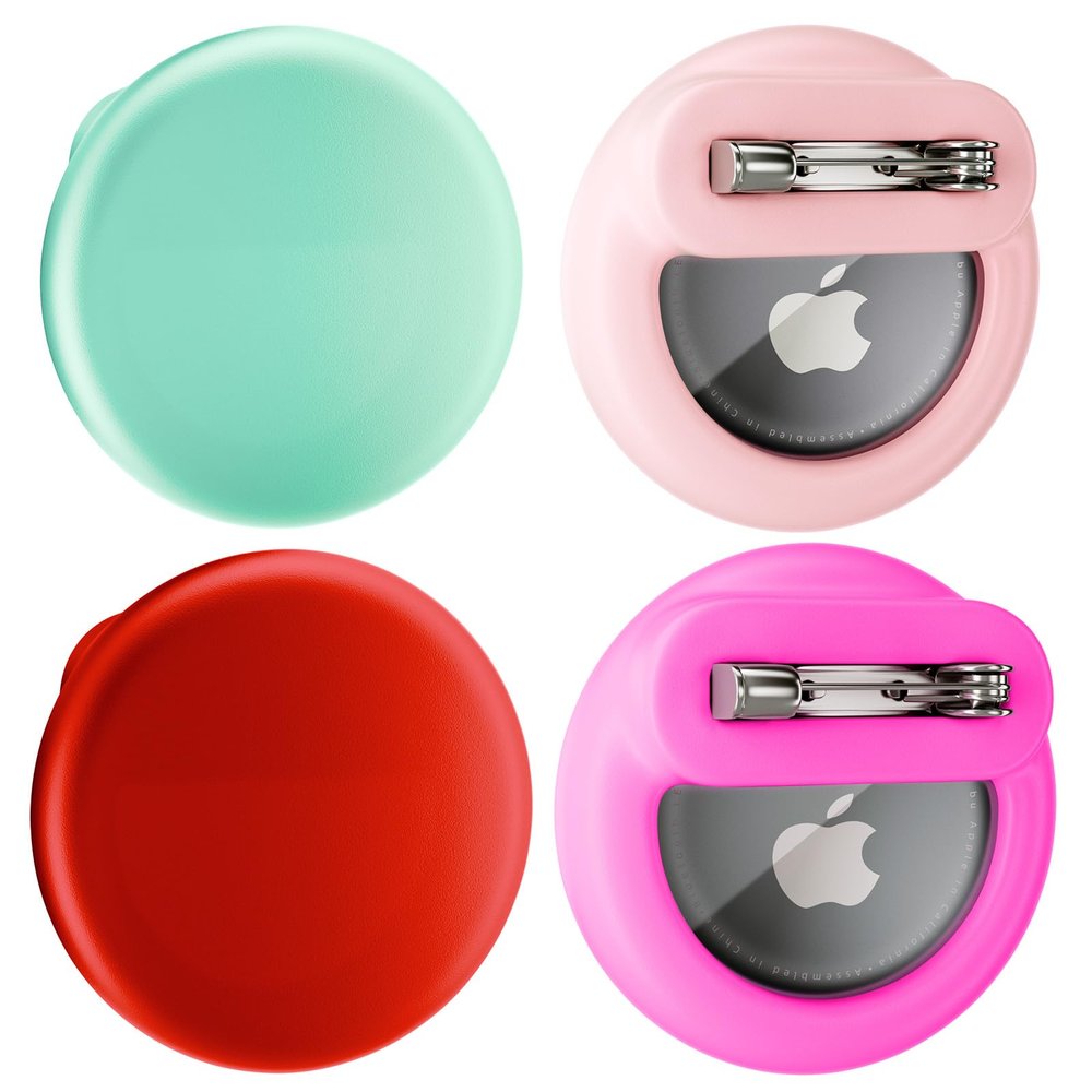 AirTag 4 Pack Hidden Case for Apple, Air Tag Holder Silicone GPS Tracker Case with Safety Invisible Pin AntiLost, for Children Elderly Clothes Shoe Backpack Luggage (Red Pink Rose MintGreen)