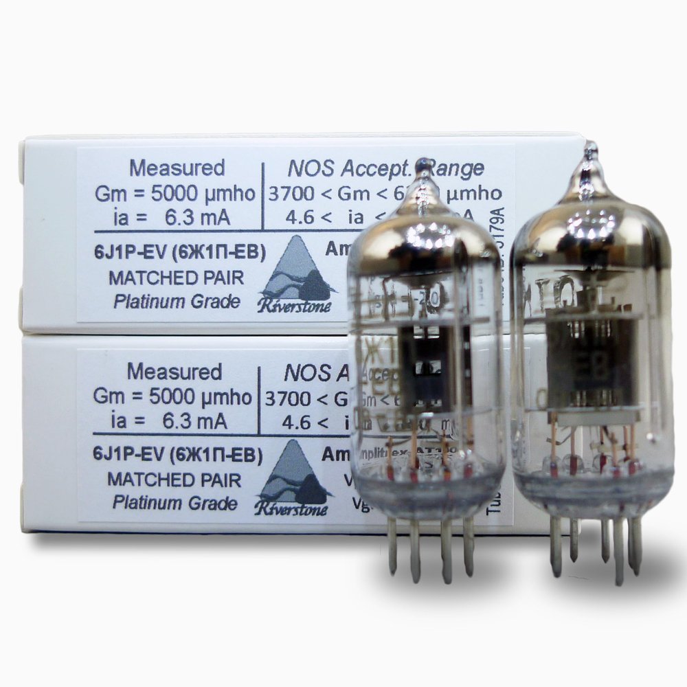 Riverstone Audio - 7-pin 6J1P-EV (61-EB) NOS Vacuum Tubes, One Pair Fully-Tested and Matched (5% for IP and Gm) - Upgrade for 6J1 6J1P 6AK5 5654 EF95 403B - 2 pc 6J1P-EV (61-) 5%-Match
