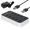 A-Goldnest Powered 10-Port USB 3.0 Hub, USB Data Hub with LED Work Indicator, 3.3FT Cable, 12V/3A Power Adapter, for Laptop MacBook Pro/Air PC view 1