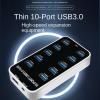 A-Goldnest Powered 10-Port USB 3.0 Hub, USB Data Hub with LED Work Indicator, 3.3FT Cable, 12V/3A Power Adapter, for Laptop MacBook Pro/Air PC view 2