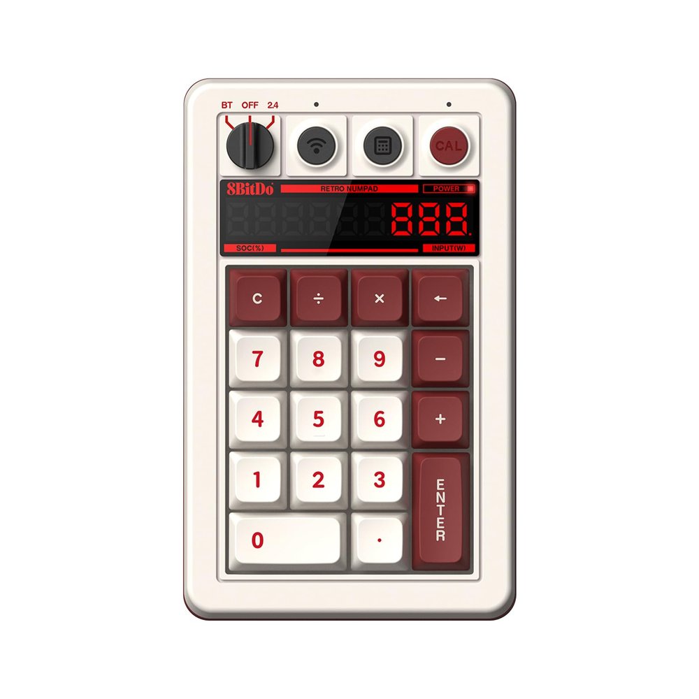 AKNES 8Bitdo Retro 18 Mechanical 2-in-1 PC Calculating Numpad, Bluetooth/2.4G/Wired for Windows and Android - Fami Edition