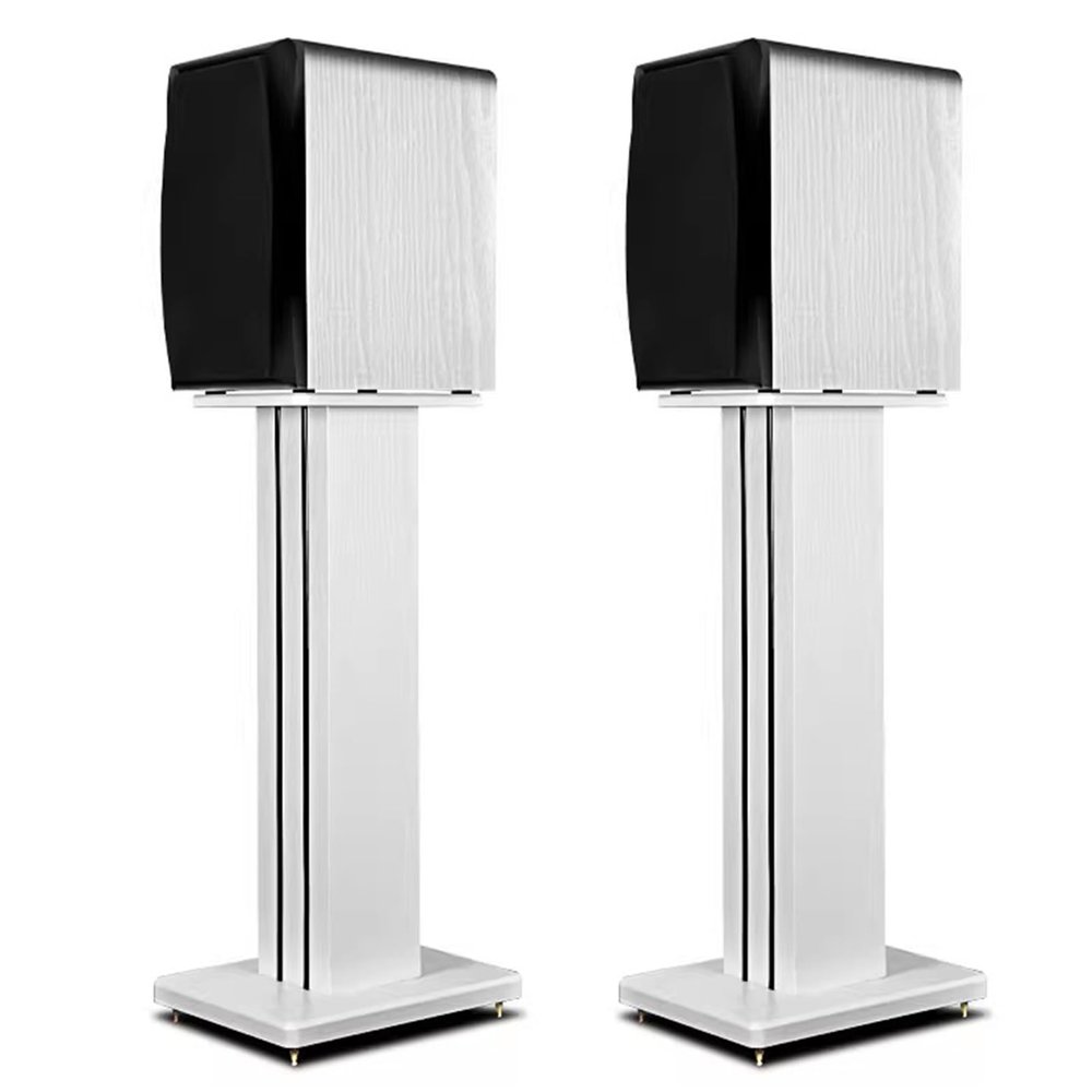 ENHEN Speaker Stand 2Pcs White Bookshelf Speakers Surround Sound, Wood Grain Universal Floor Speaker Pedestal, Elevated Monitor Mounts for TV, 6 24 28 32 36 Inch(80cm/31.5in/2.6ft)