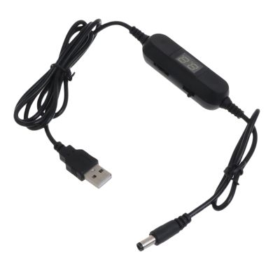 Rooyar 130cm USB to 1.5V-12V 5.5x2.1mm Adjustable Cable with LED Voltmeter for LED Lights, Car 1.5V-12V Devices