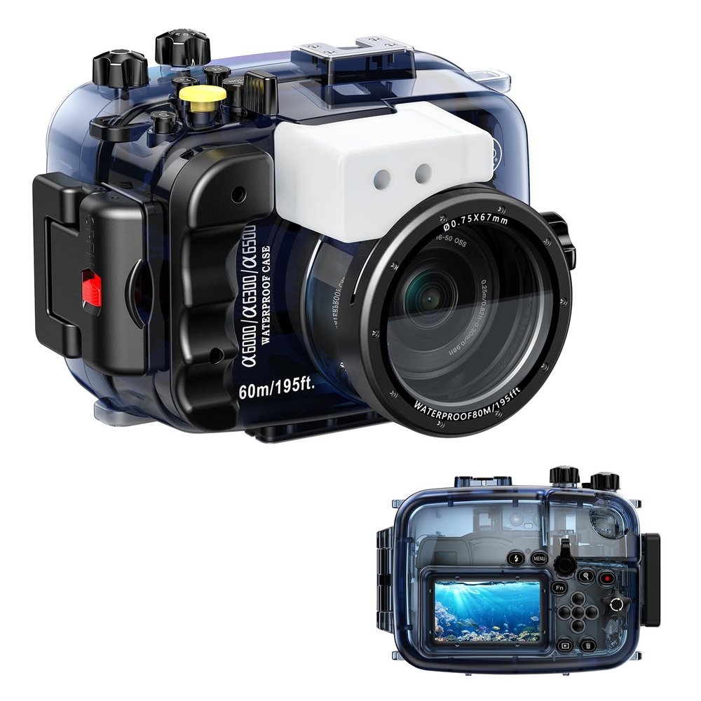 Sea frogs Waterproof Camera Housing Compatible with Sony A6000/A6300/A6500 IPX8 60m/196ft Maximum Diving Depth Underwater Camera Case for Diving, Surfing, Rowing, Skiing