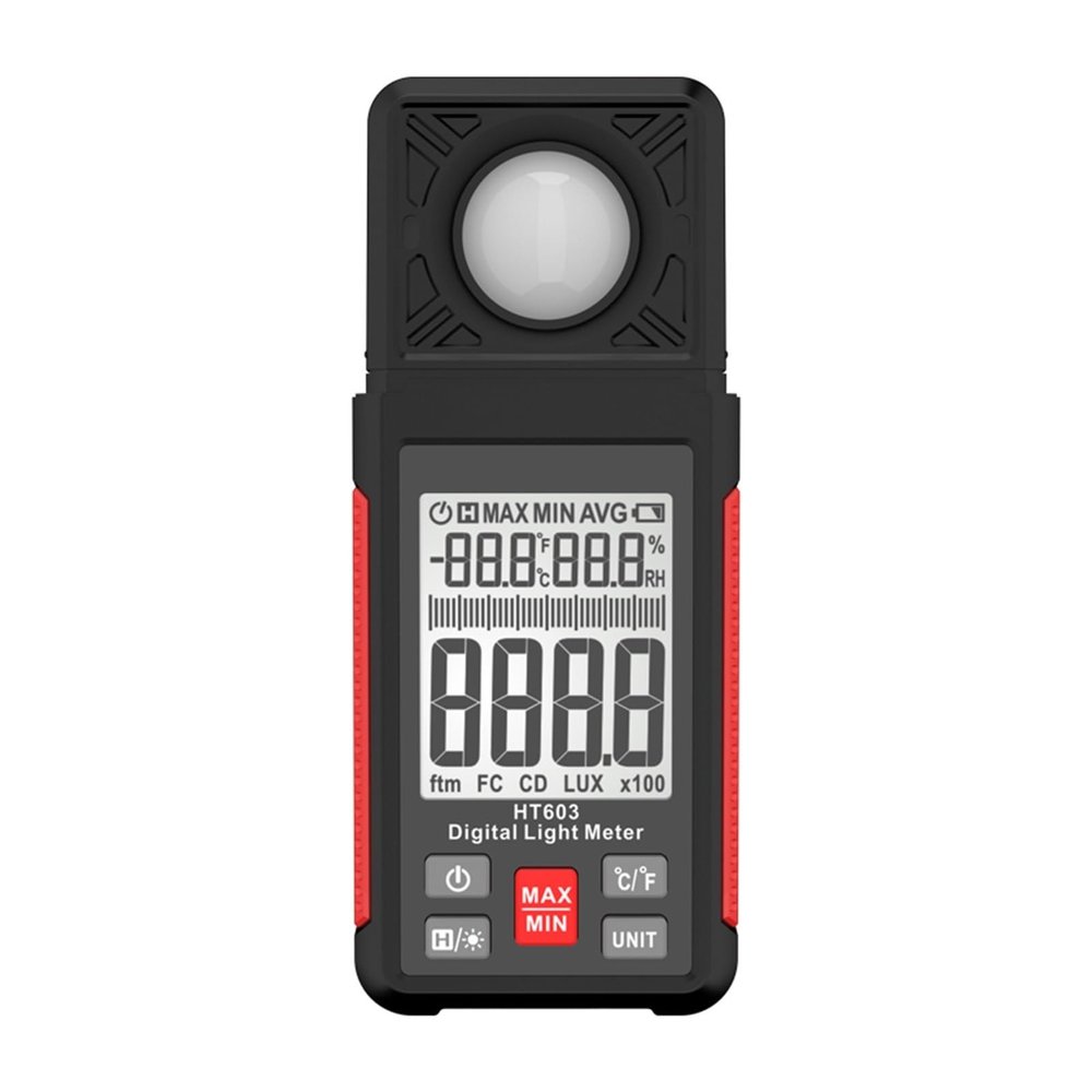 Digital Lux Meter Light Meter 200,000 Lux Digital Illuminance Meter LCD Backlight Display Ambient Humidity And Temperature Meter