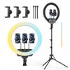 18" Ring Light Kit with 82" Foldable Stand, CRI 95 2700-6500K Color Temperature Dimmable LED Light for Selfie Live Streaming Tiktok Makeup Video Recording Vlog Barber Photography, with Bag & Remote view 1