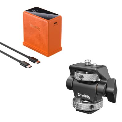 SMALLRIG Adjustable Camera Monitor Mount with Cold Shoe Mount and NP-F970 USB-C Camera Battery