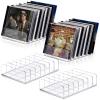 Threehoney 4 Pack Clear Acrylic CD Holder, DVD/CD Storage Box Record Display Rack Organizers Holds up to 14 Standard DVD Cases for Media Shelf Storage and Organization view 1
