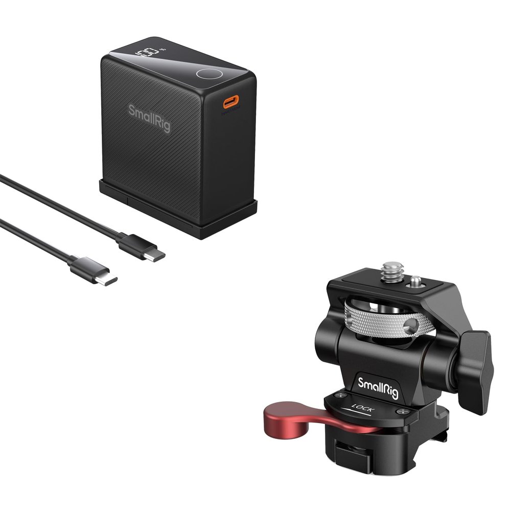 Bundle: SmallRig Adjustable Camera Monitor Mount with NATO Clamp and SmallRig NP-F970 USB-C Camera Battery