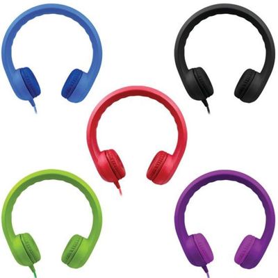 HamiltonBuhl KidsC5 FlexPhones 5Color Set (5 Pack) | EVA Foam, Leatherette Cushions, 3.5mm Plug