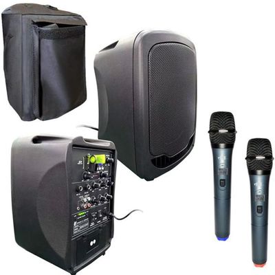 HamiltonBuhl VENU100M VENU Compact PA System; Bluetooth, USB, SD Card Ports, Wireless Handheld Mics and Canvas Cover; 60W Max./30W RMS Power Output