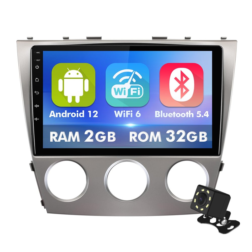10.1 Inch IPS Touchscreen Android 12 Car Stereo for Toyota Camry 2006-2011 with Wireless CarPlay & Android Auto 2+32GB Car Radio, Support GPS, WiFi 6, Bluetooth,5.4, FM, Backup Camera, (Manual A/C)