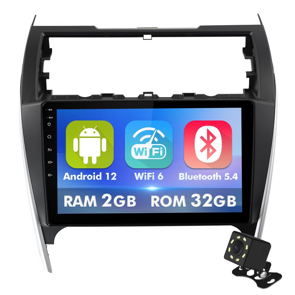10.1 Inch IPS Touchscreen Android 12 Car Stereo for Toyota Camry 2012-2014 with Wireless CarPlay & Android Auto 2+32GB Car Radio, Support GPS, WiFi 6, Bluetooth,5.4, FM Radio, Backup Camera, Dual USB