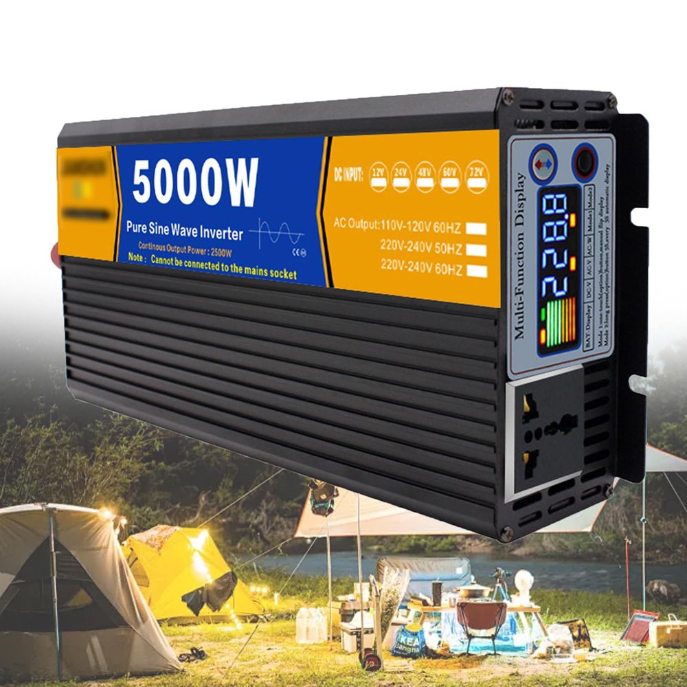 VNATWGOO 5000W Power Inverter 12V24V48V60V72V DC to 110V 220V Converter for Family RV Off Grid Solar System Car with LCD Display,12v
