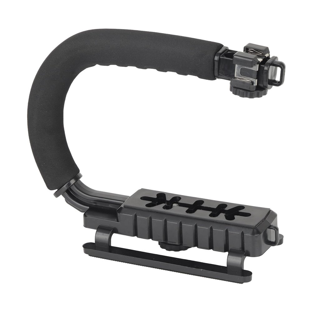 Adjustable Camera Handheld Stabilizer with 3 Hot Shoe Mounts Foldable UShaped IP for Video Action, Sport Cameras ABS Sponge Truction