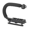 Adjustable Camera Handheld Stabilizer with 3 Hot Shoe Mounts Foldable UShaped IP for Video Action, Sport Cameras ABS Sponge Truction view 1