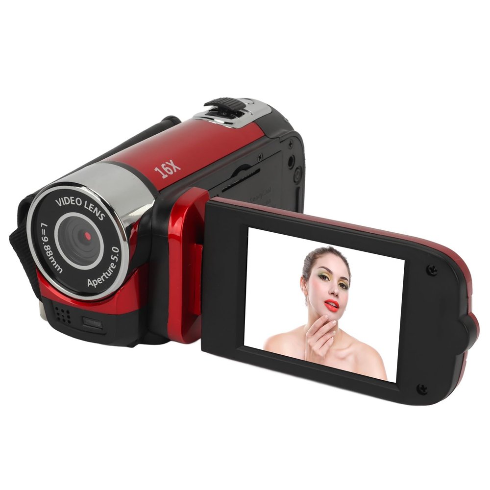 Bewinner D90 Digital Video Camera - 1080P 16MP Handheld Video Camcorder 16x Digital Zoom Video Camera with 2.7in TFT Rotatable Screen, HD Video Recorder Camera with Fill Light (Red)
