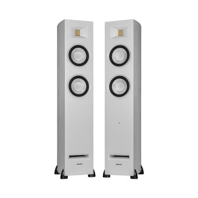 Fluance Ri91 Reference Stereo Powered Floorstanding Tower Speakers with High Performance AMT Tweeters, 2x6.5 Drivers, 150W Amplifier for Turntable, TV, PC - HDMI, Bluetooth, RCA & Sub Out (White Ash)