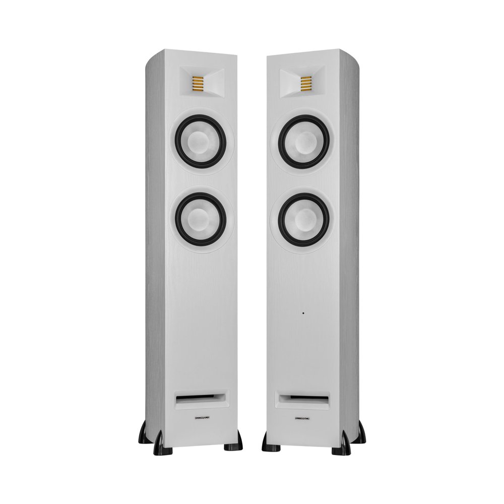 Fluance Ri91 Reference Stereo Powered Floorstanding Tower Speakers with High Performance AMT Tweeters, 2x6.5 Drivers, 150W Amplifier for Turntable, TV, PC - HDMI, Bluetooth, RCA & Sub Out (White Ash)
