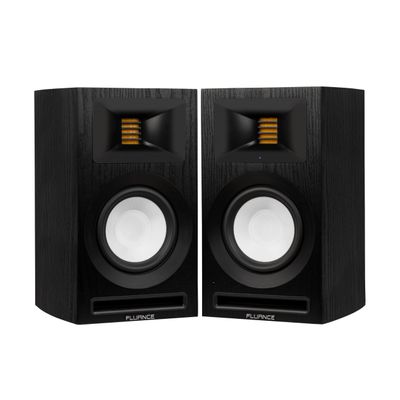Fluance Ri71 Reference Stereo Powered Bookshelf Speakers with High Performance AMT Tweeters, 5" Drivers, 120W Amplifier for Music, Turntable, TV, PC - HDMI, Bluetooth, RCA & Subwoofer Out (Black Ash)