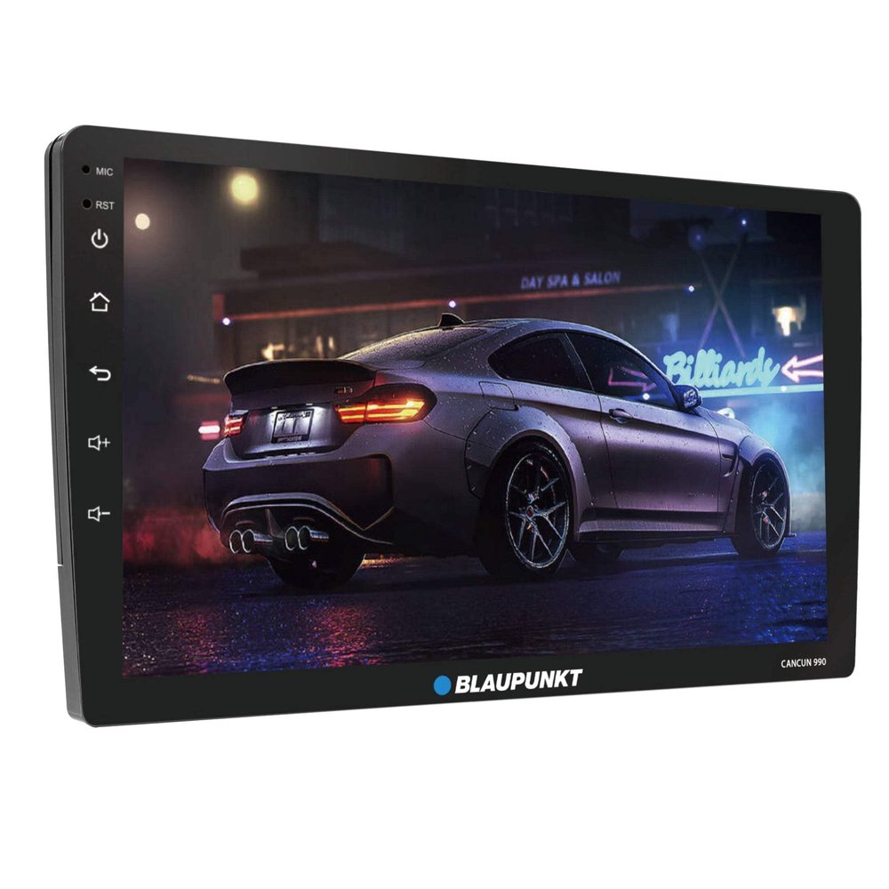 BLAUPUNKT CANCUN990 9-inch QLED 2.5D Touch Screen Panel Car Multimedia Receiver A53 Quad Core 2.0GHz Processor Supports Apple CarPlay Android Built-in WiFi Bluetooth GPS Navigation Capabilities