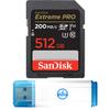 Sandisk 512GB SD Extreme Pro SDXC UHS-I Memory Card Works with Sony ZV-E10, A7 IV, ZV-E10 II Alpha Camera (SDSDXXD-512G-GN4IN) C10 Bundle with (1) Everything But Stromboli Micro & SD 3.0 Card Reader view 1