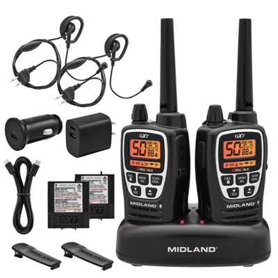 Midland GXT3000 GMRS JIS4 Two-Way Radio, Black/Silver, 2-Pack