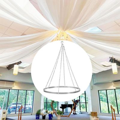 FUHSY Ceiling Drapes Hanging Kit Silver Metal Wedding Ceiling Drapes Hoop Chiffon Draping Kit Hanging Ring Canopy Drape for Weddings Ceremony Reception Decoration Outdoor Indoor