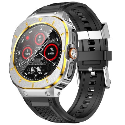 Deczone Band with Stainless Steel Case Cover Compatible with Samsung Galaxy Watch 8 Ultra 47mm (2025) / Samsung Galaxy Watch Ultra 7 47mm Bands (2024) Protective Case Cover for Men (Sliver & Gold)