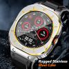 Deczone Band with Stainless Steel Case Cover Compatible with Samsung Galaxy Watch 8 Ultra 47mm (2025) / Samsung Galaxy Watch Ultra 7 47mm Bands (2024) Protective Case Cover for Men (Sliver & Gold) view 2